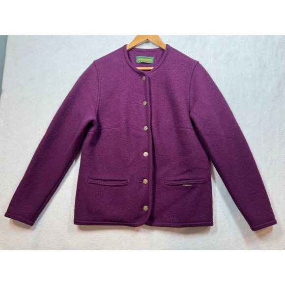 Geiger Collections Cardigan Sweater Purple Wool Old Money Preppy Womens 42 Large - Picture 1 of 6